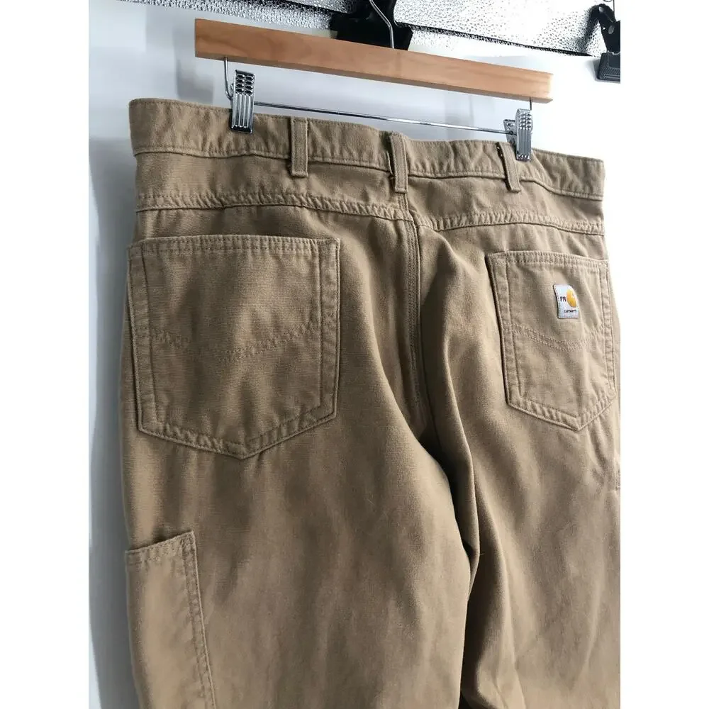 Carhartt FR Loose Fit Canvas Tan Pants Men’s 38x32 Work Utility